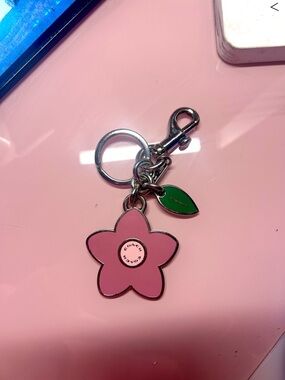 Coach Pink Flower Keychain - Gem